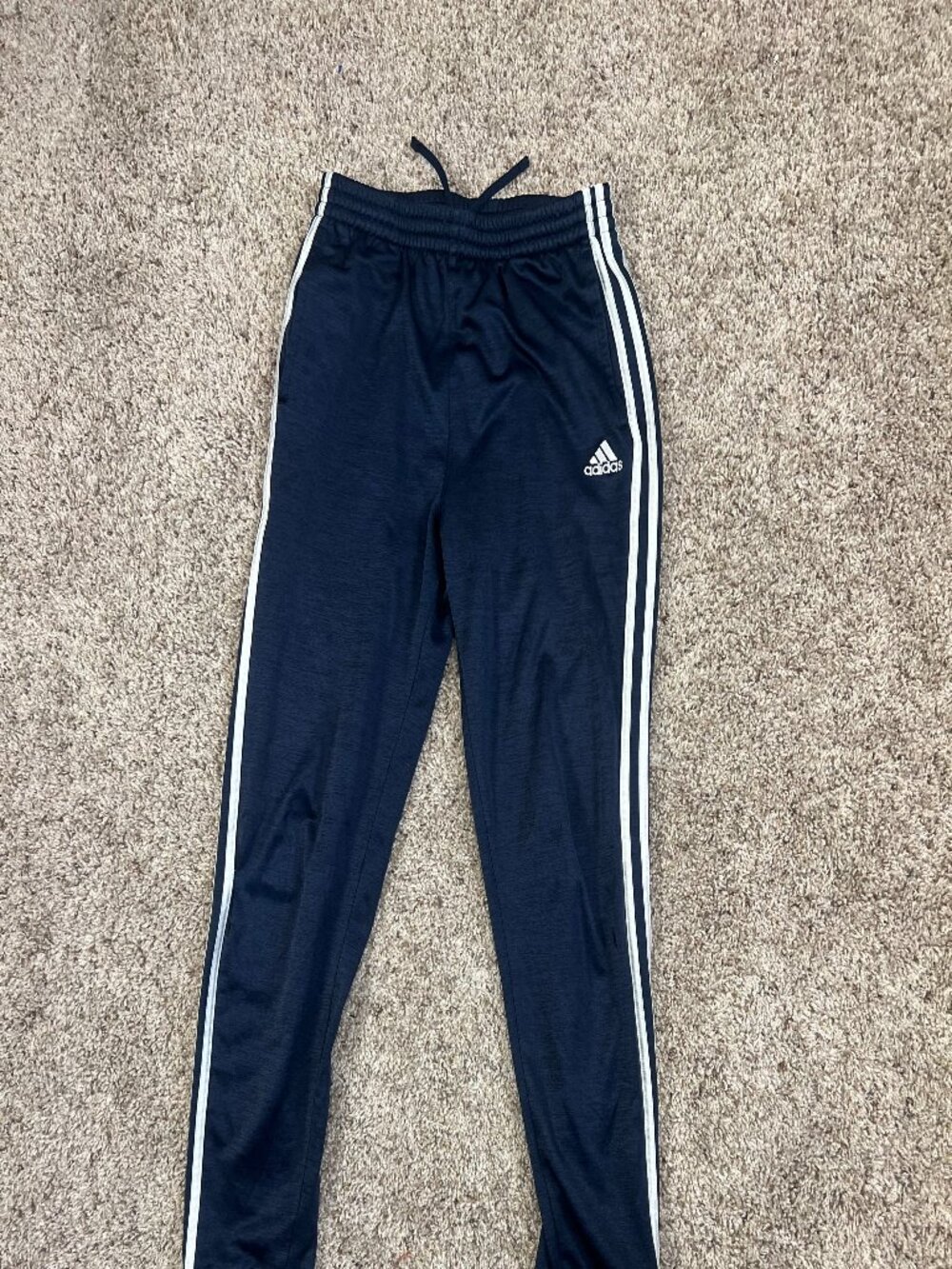 Adidas Track Pants 3 Stripe Navy Youth XL Sweatpants Drawstring Waist Joggers